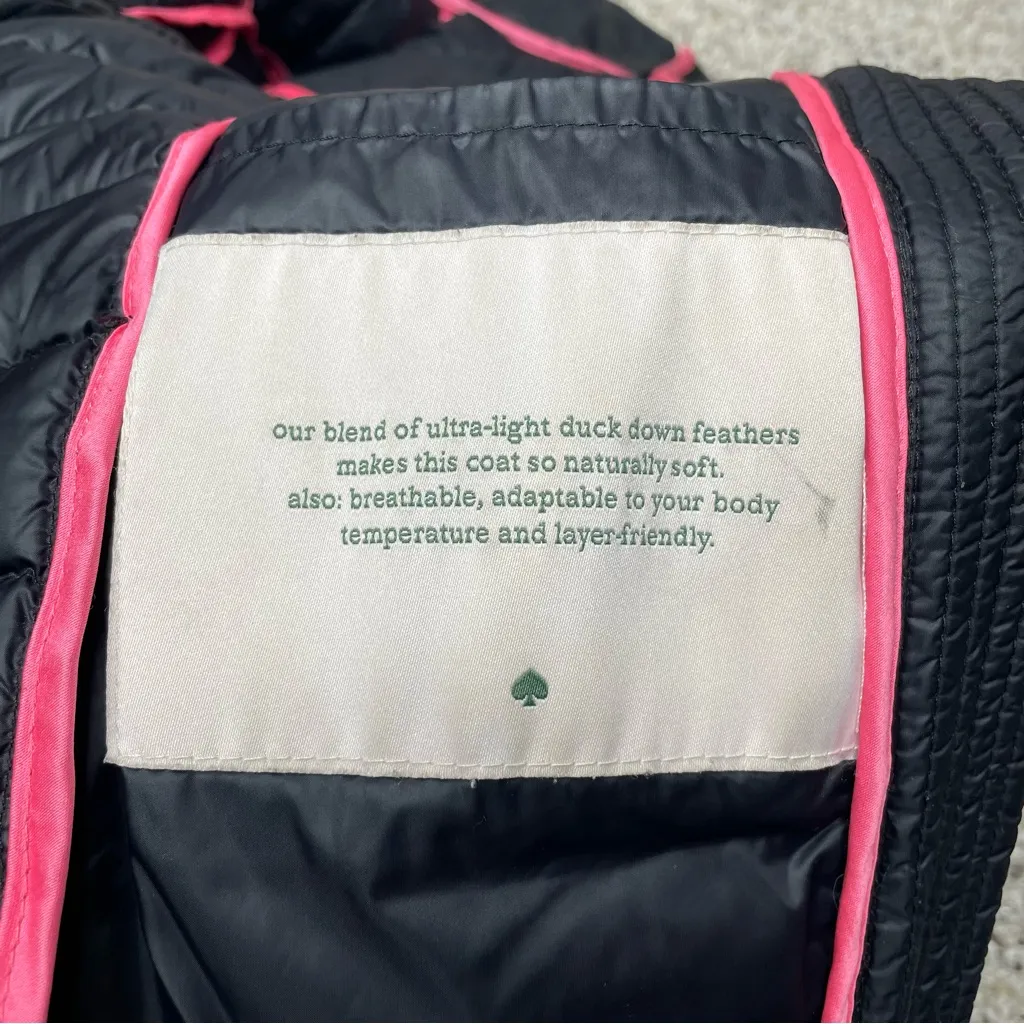 Kate Spade  Packable Puffer Jacket Duck Down Feathers Black Pink Extra Small XS - Image 9
