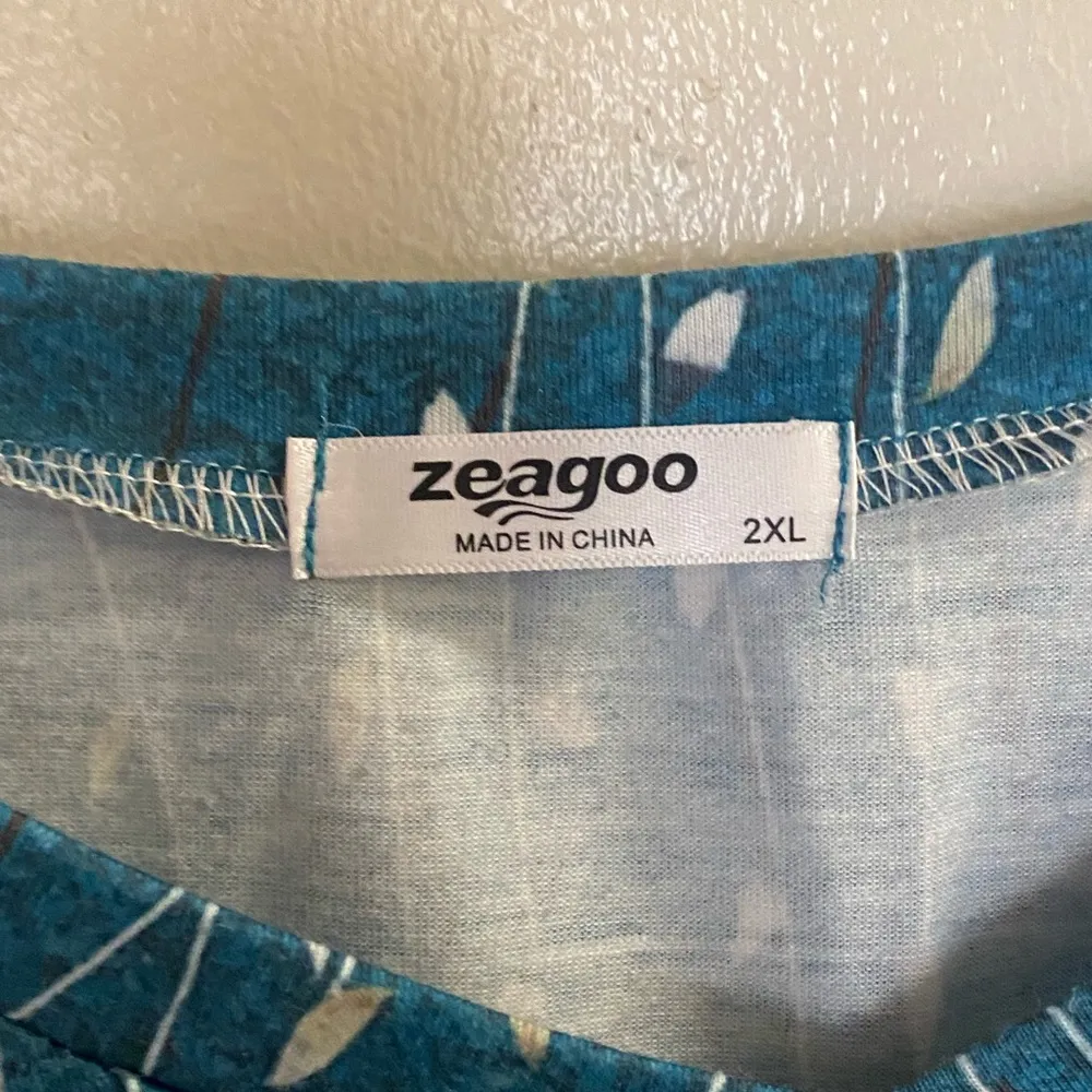Zeagoo Womens Tunic Blouse 2XL Melliflo Aqua Teal Blue Green White Bust 46” - Image 2