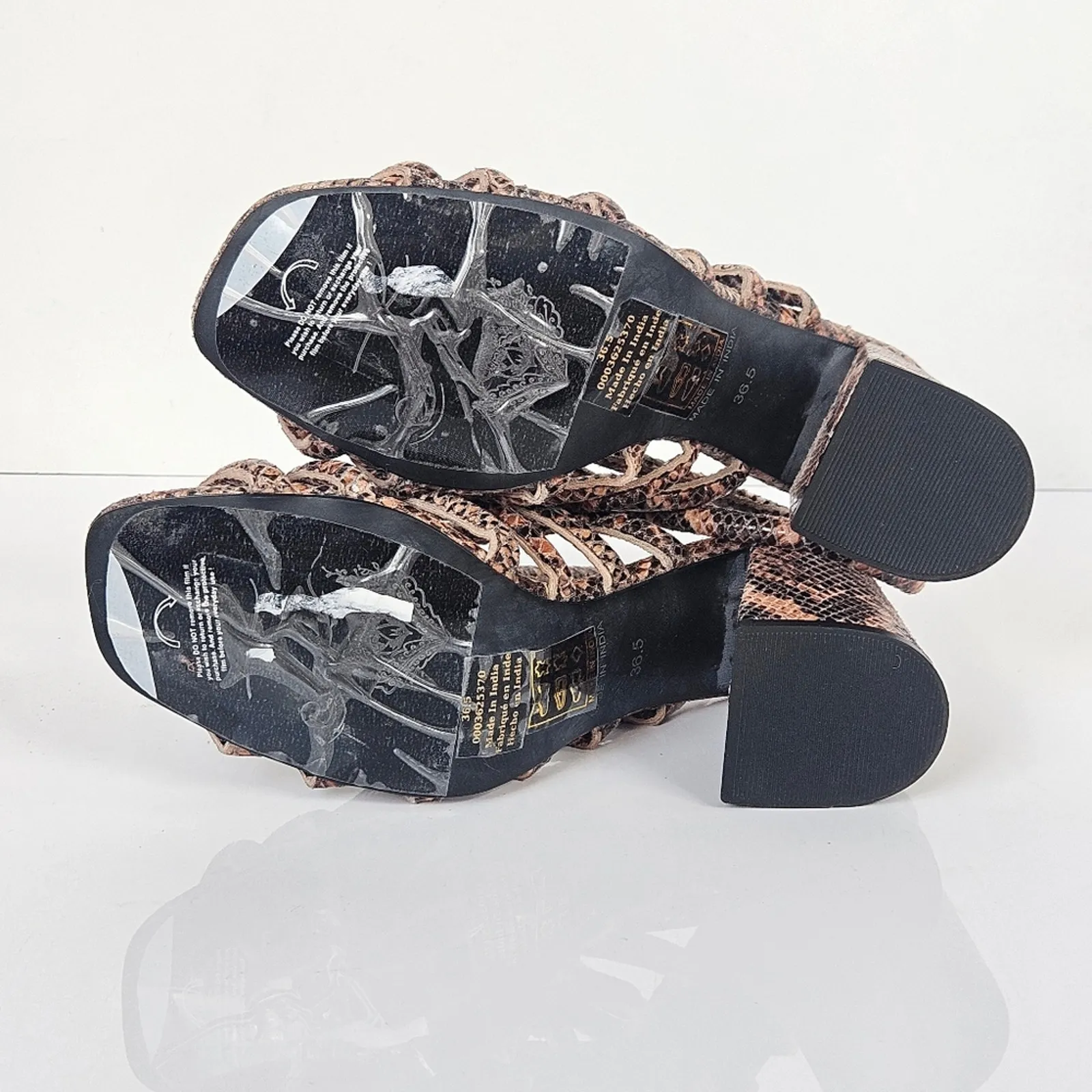 Free People ‎ Colette Cinched Heel Python Snakeskin Size 36.5 Sandal - Image 9