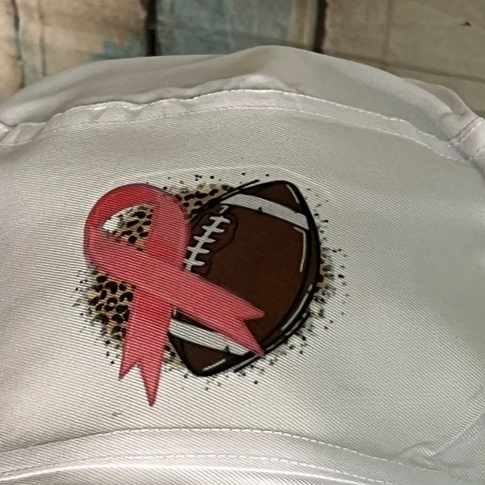 Breast Cancer Awareness Hope Football White Bucket Hat XL - Image 3