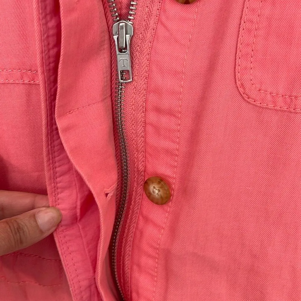 Talbots Womens Full Zip Blazer Jacket Linen Blend Lightweight Pink Medium Petite - Image 7
