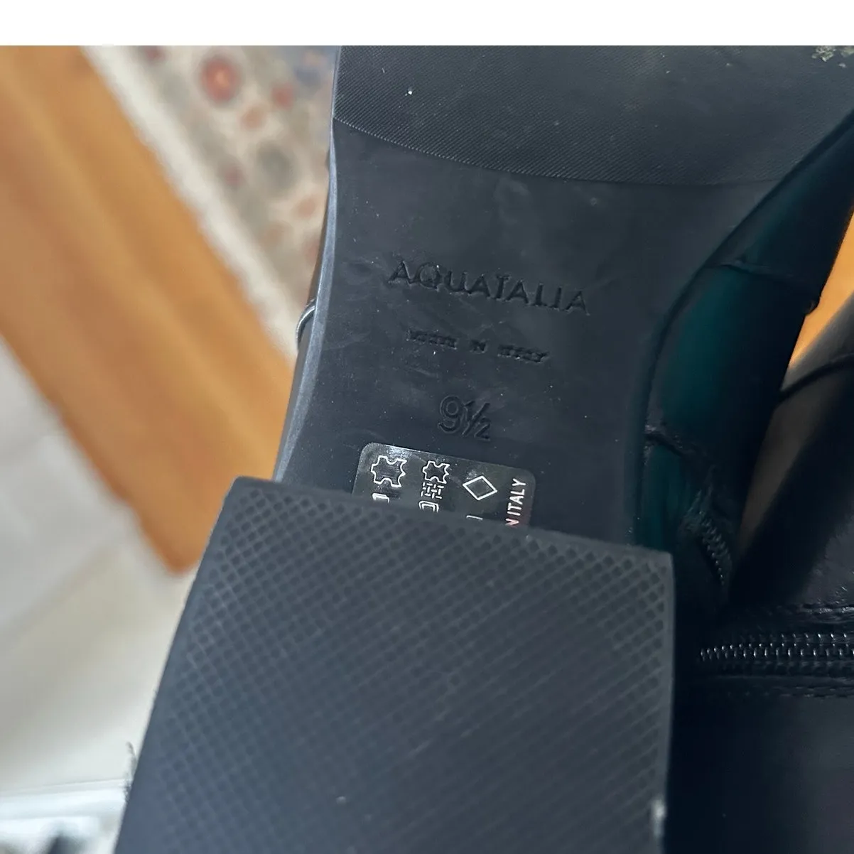 Aquatalia Flambay Black Leather Buckle Moto Ankle Chelsea Boot - Image 11