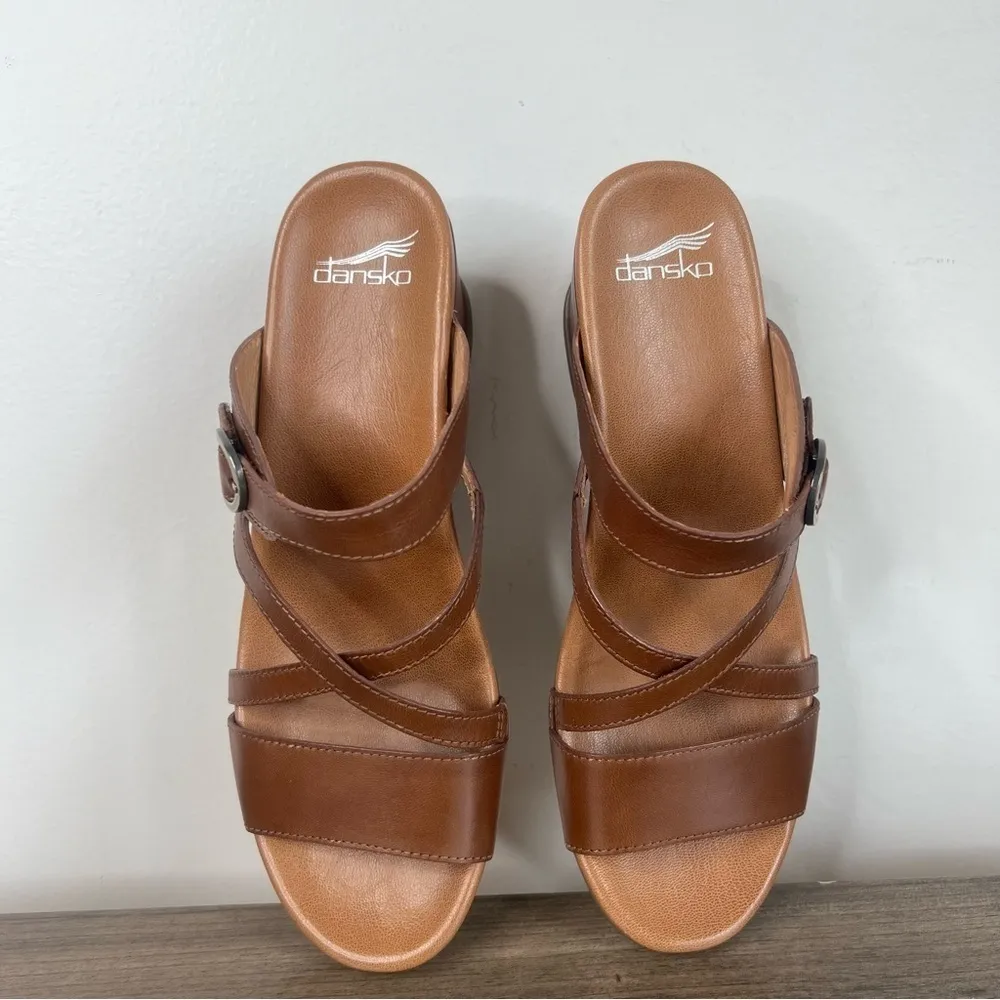 Dankso Ana Glazed Kid Leather Women's Wedge Sandal Size 41 aka 10.5-11 #B1283 - Image 7