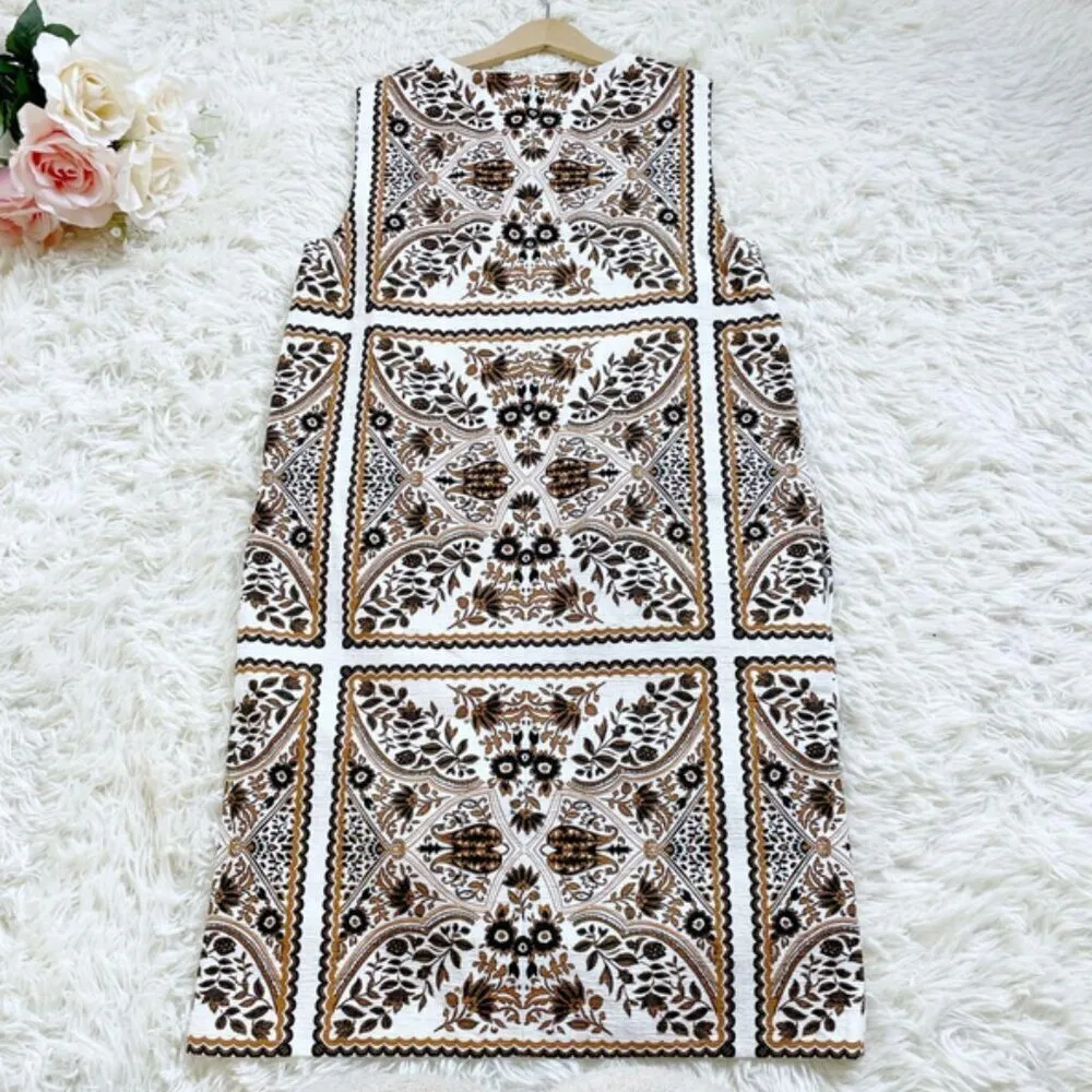 MAX MARA STUDIO Berto Suit Set (Dress+Matching Jacket) Moroccan-Tile Print US 6 - Image 5