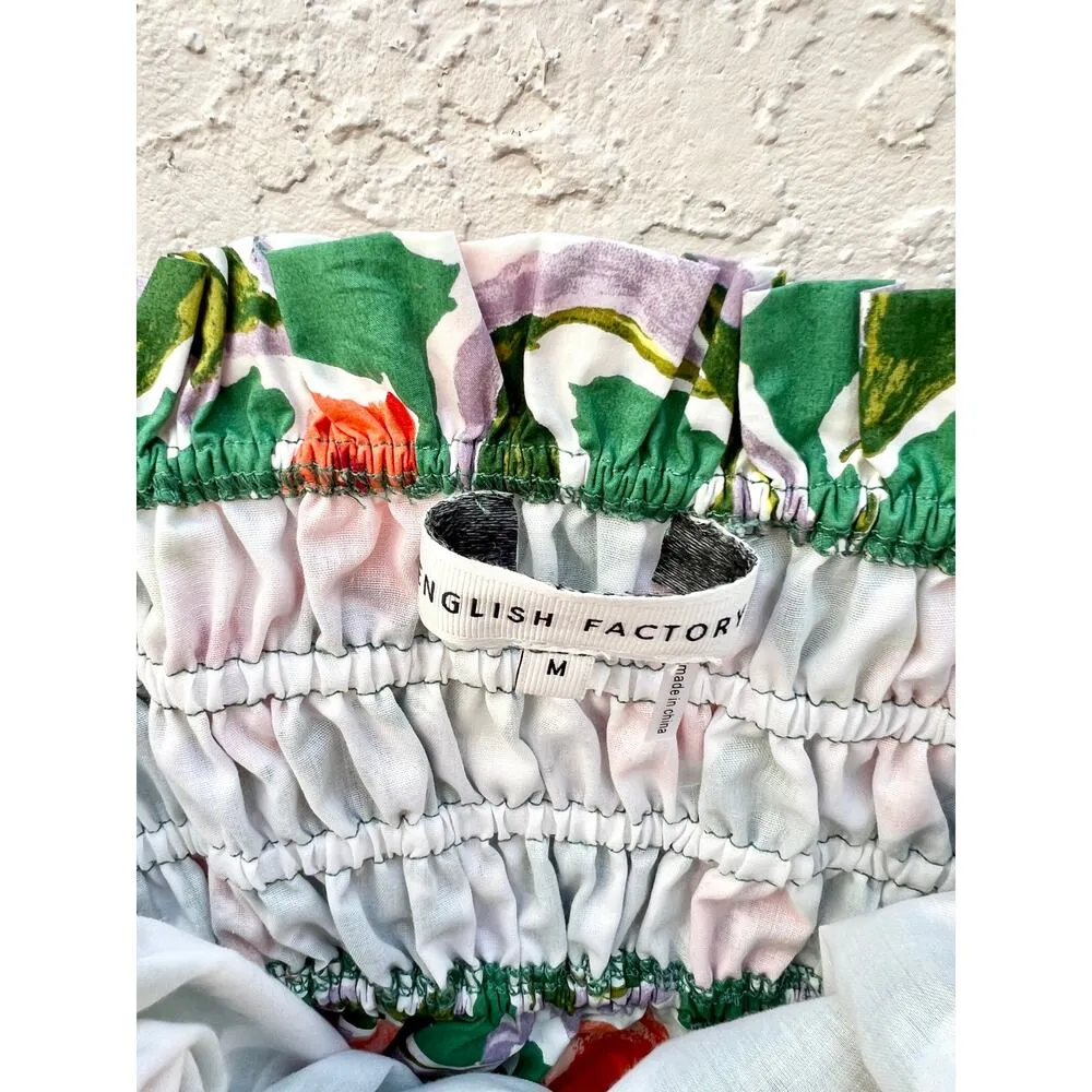 English Factory Floral Print Crop Top &High Rise Shorts Set Green Women's Medium - Image 8