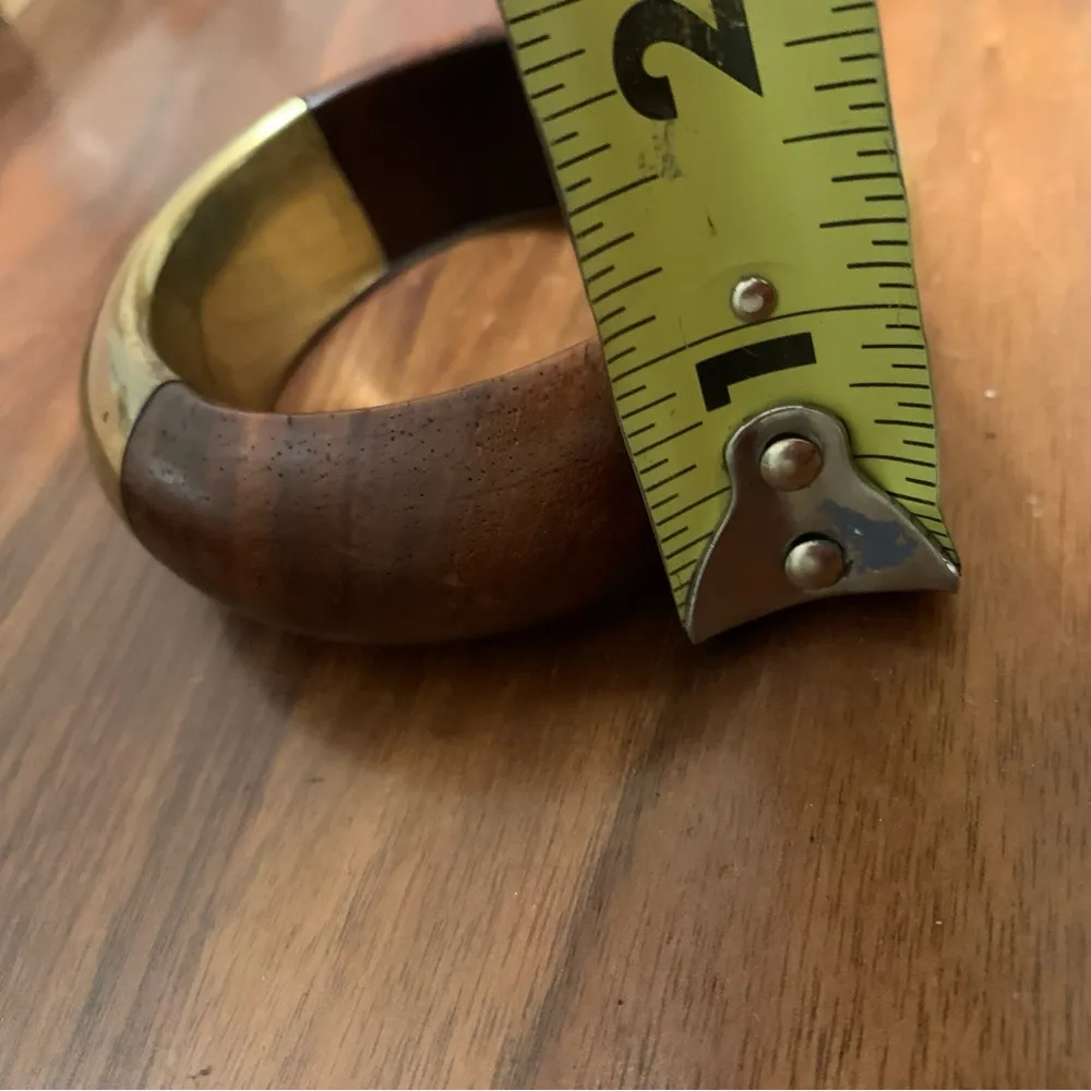 Chunky Wooden and brass Bangle Bracelet - Image 13