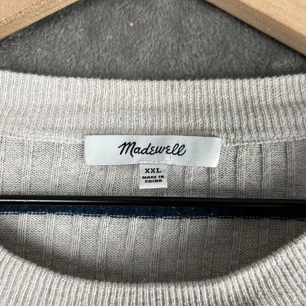 Madewell Lawson Crop Pullover Sweater Women's XXL Striped Cozy Oatmeal Cottage - Image 5