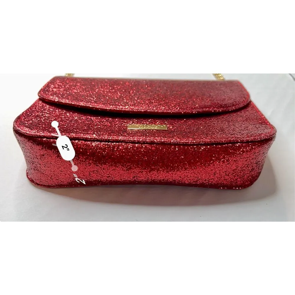 Jimmy Choo Parfume‎ Red Glitter Good Chain Clutch Shoulder Handbag COA - Image 8