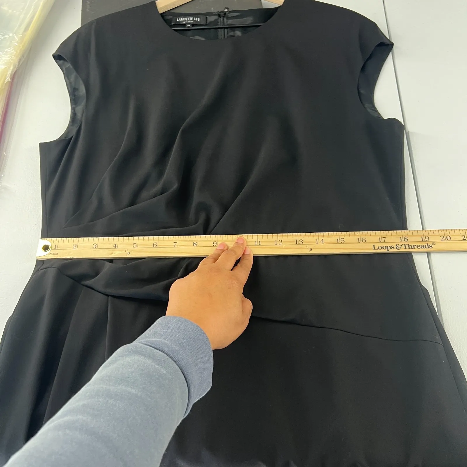 Lafayette Sheath Dress Women 14 Black Cap Sleeve Preppy Casual Stretch Crewneck - Image 9