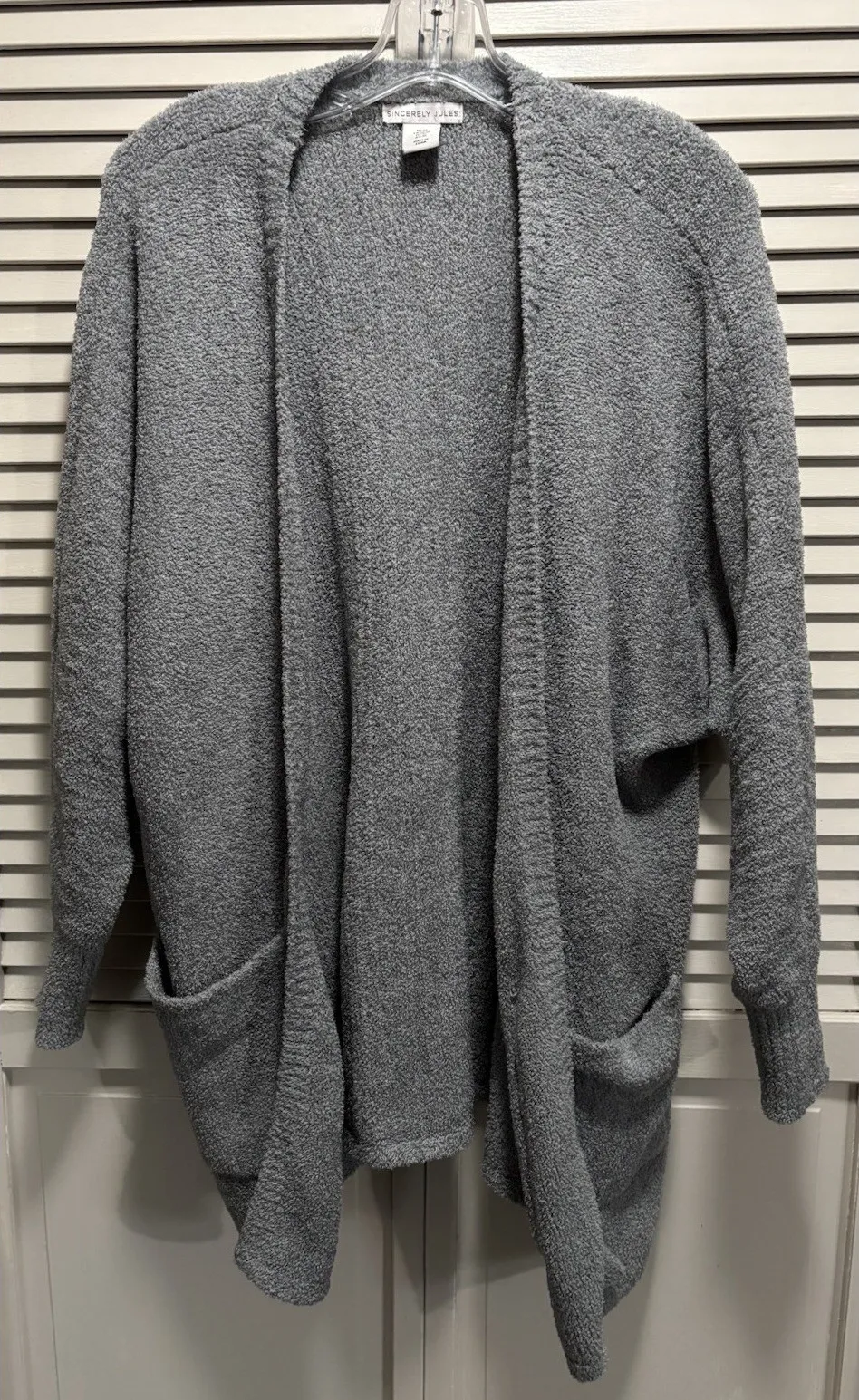 Sincerely Jules Open Cardigan Long Sleeve Knit Size M Gray Shawl Neck Super Soft - Image 1