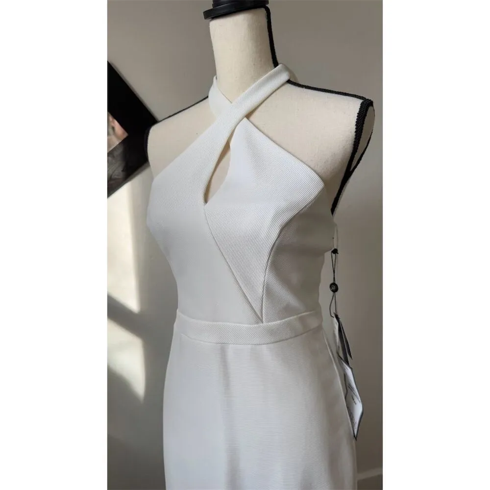 NEW Adrianna Papell Womens Ivory Halter Keyhole Dress Size 2 Party Cocktail - Image 3