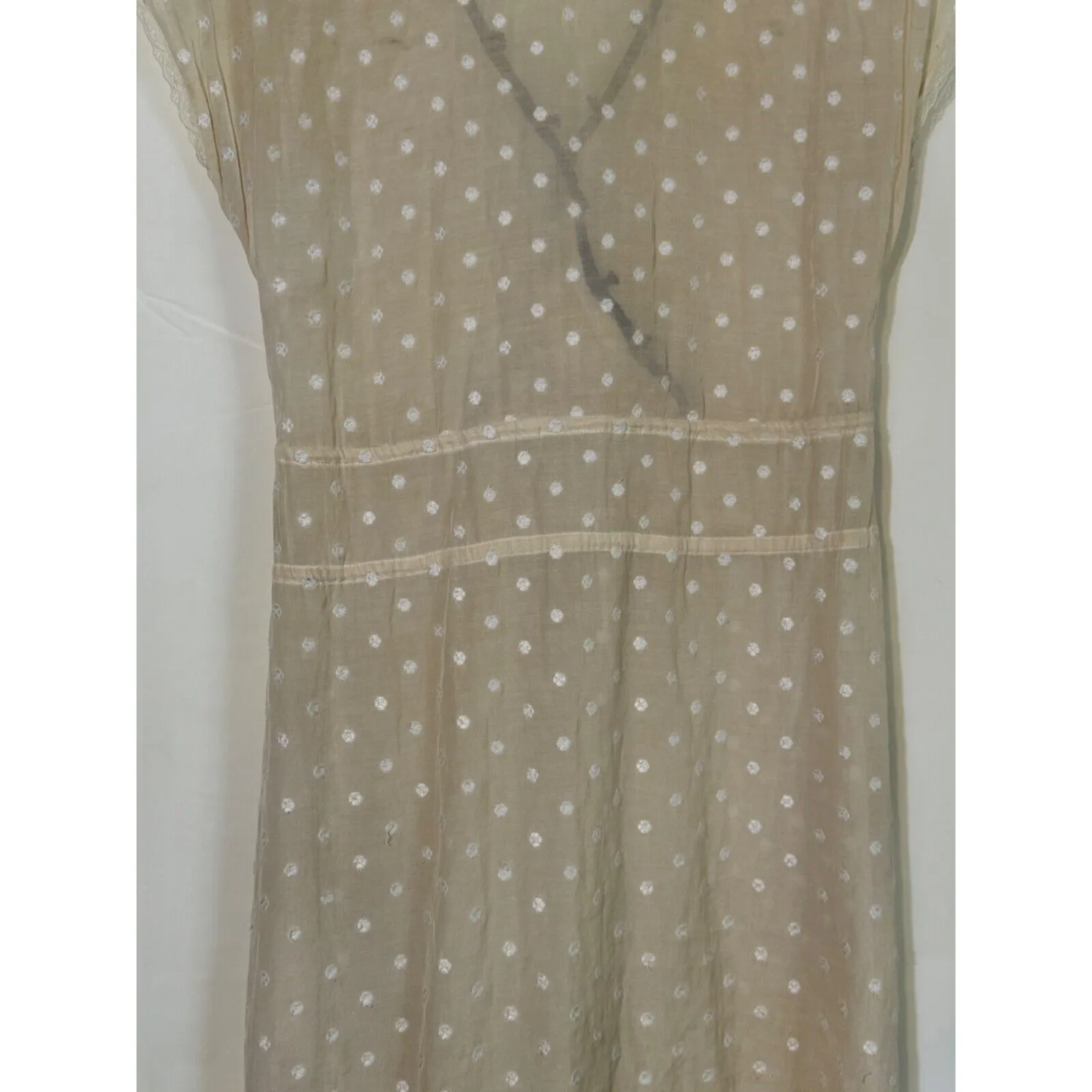 See By Chloe White Polka Dot Cotton Silk Dress V-Neck Cottagecore Chic Size 4 - Image 7
