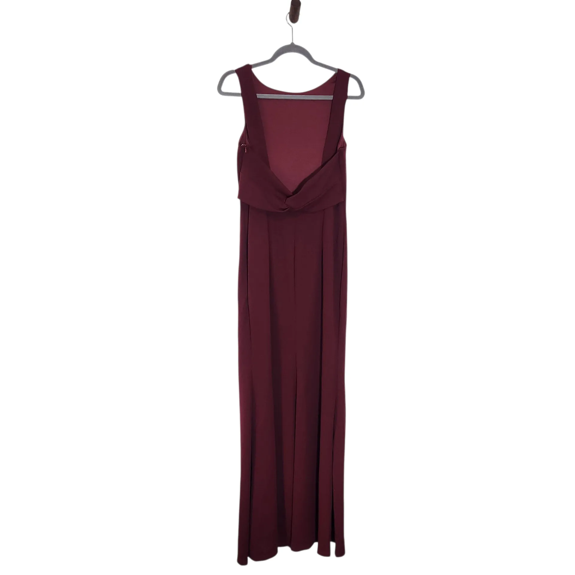 Lulus Burgundy Mermaid Maxi Dress with Knot Back Size Large Wedding Guest Dress - Image 4