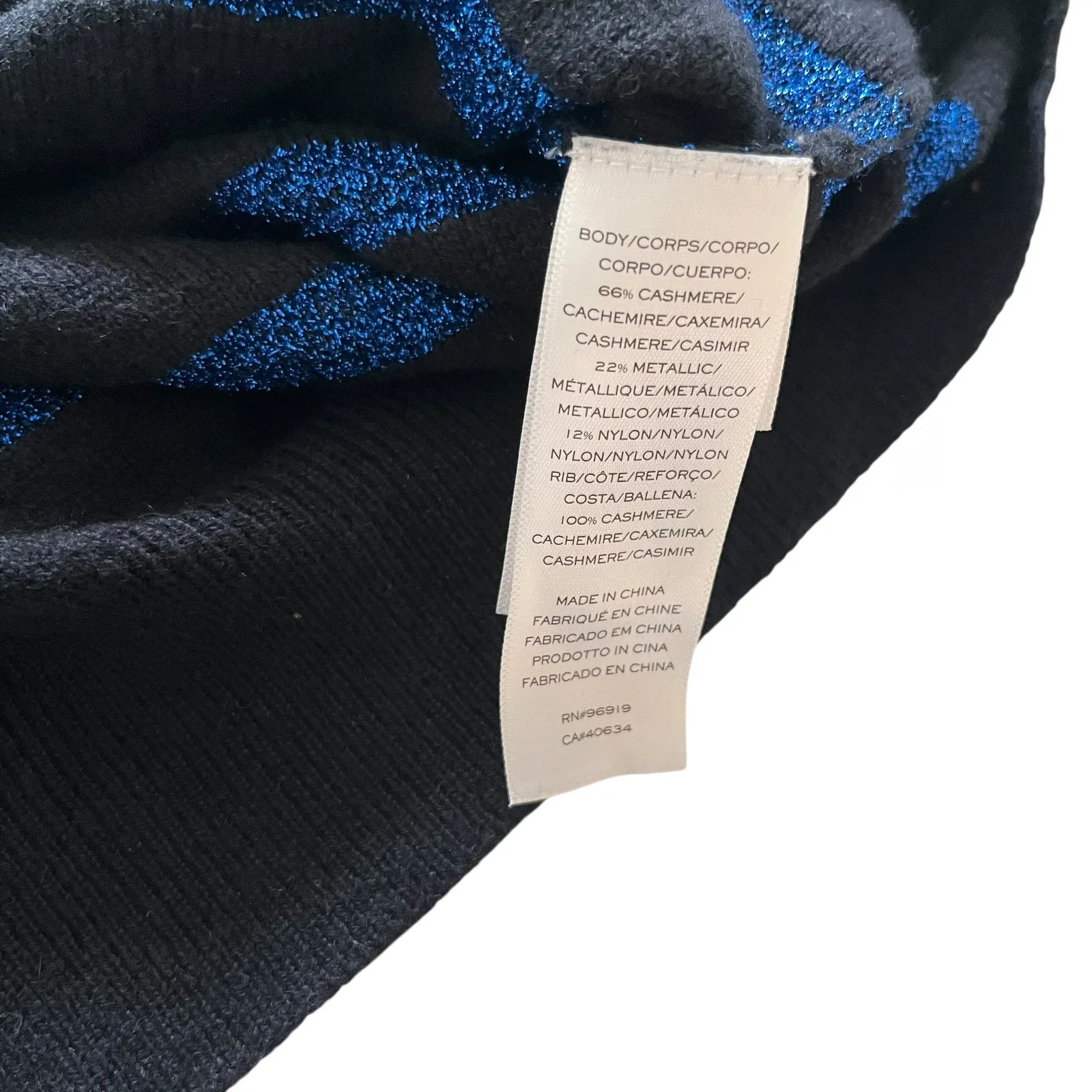 Marc Jacobs The Glam Sparkle Striped Sweater Blue Small Cashmere Metallic Blend - Image 7