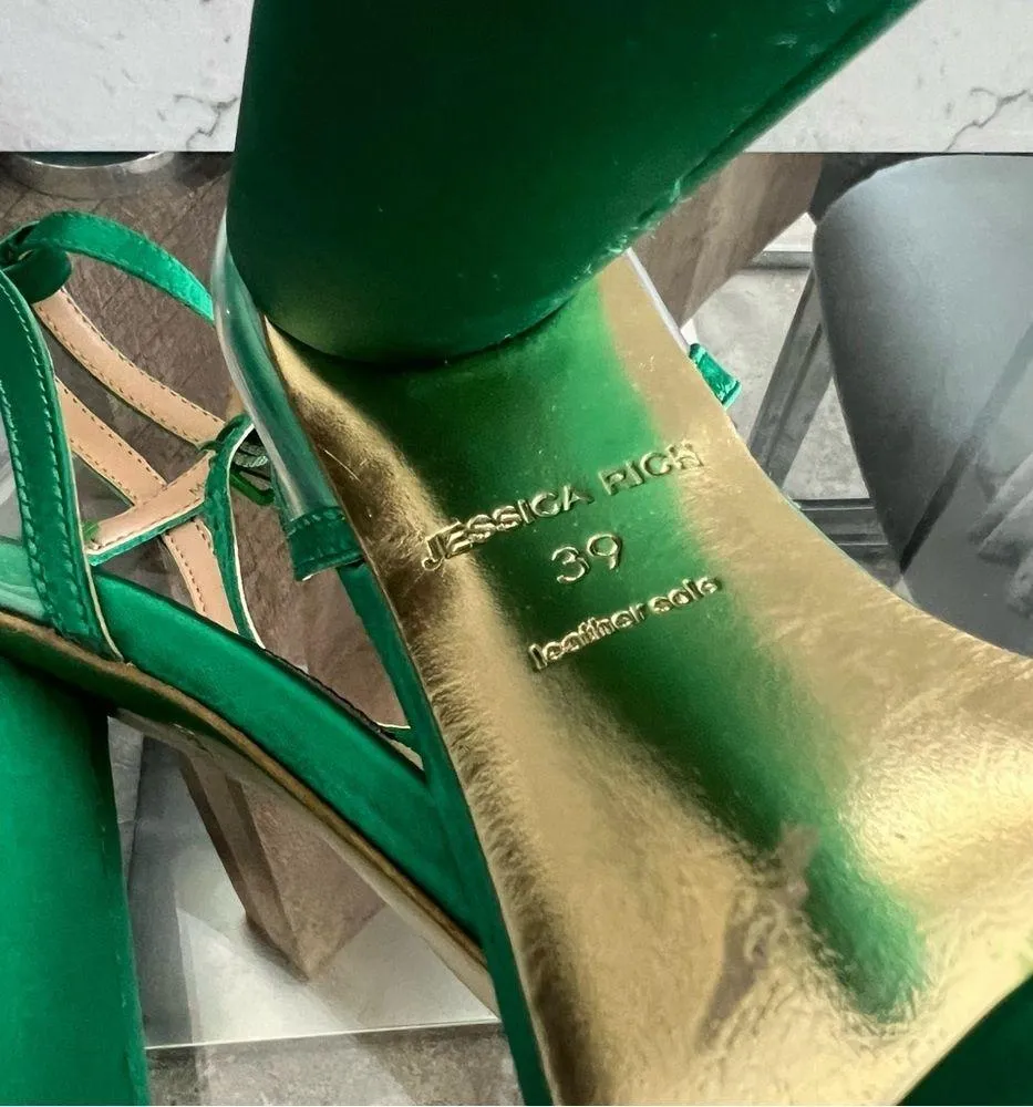 Jessica Rich Green Platform Sandals Size 39, New in Box w/Dust - Image 10