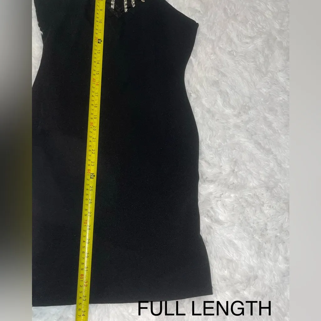 Almost Famous black halter dress gold beaded neck cocktail party holiday Medium - Image 9