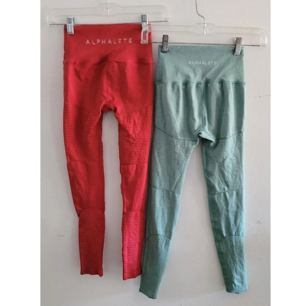 Alphalete Seamless Leggings Bundle XS / S Green Red - Image 3