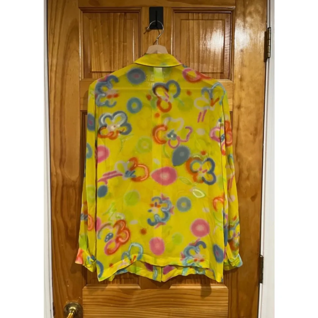Gianni Versace Couture Silk Spray Paint Shirt Medusa Buttons Spring 1996 Size 42 - Image 8