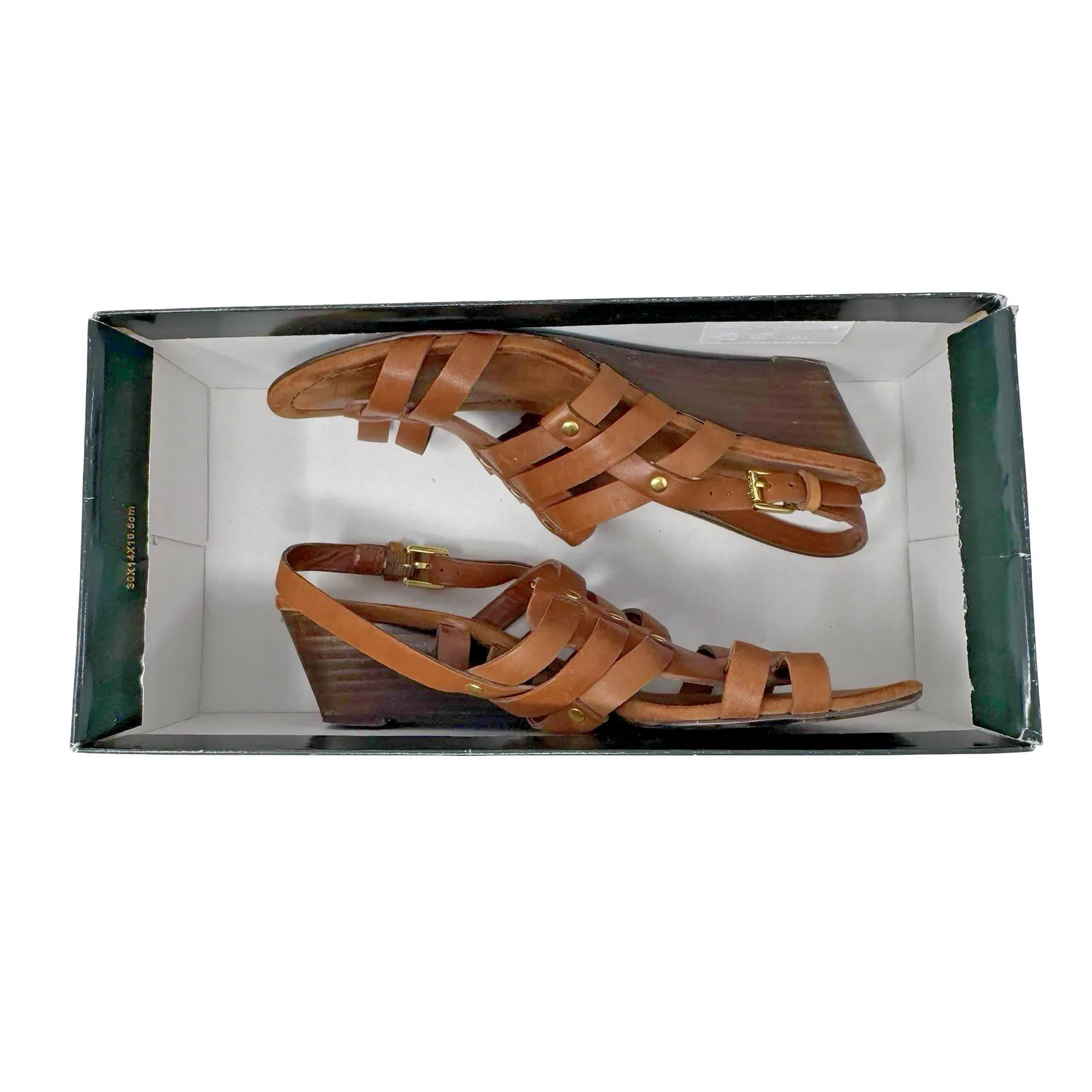 Lauren Ralph Lauren LRL Sandals Lucetta Brown Tan Leather Strappy Buckle Wms 7B - Image 14