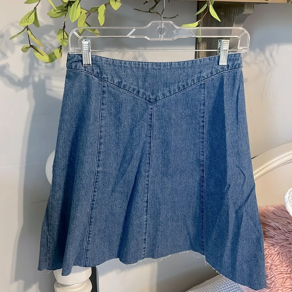 Denim Jean Skirt Womens 4 Elastic Back Waist Chadwicks Vintage - Image 2