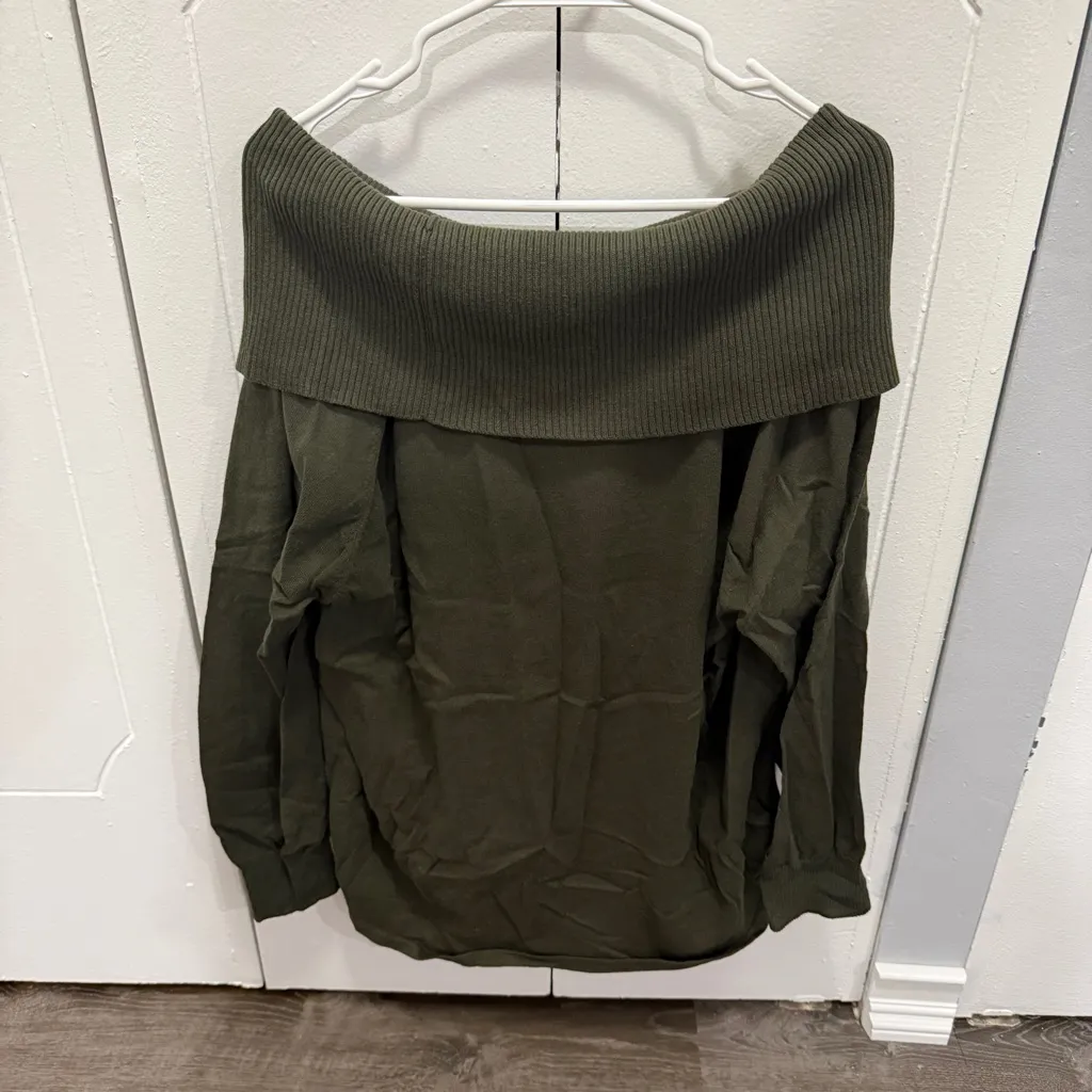 Michael Kors Green Off The Shoulder Sweater - Image 2