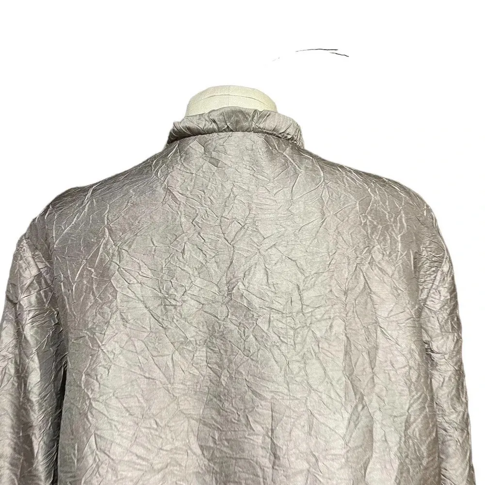 Eileen Fisher‎ Tan Silk Crinkle Evening Jacket Size Medium - Image 7