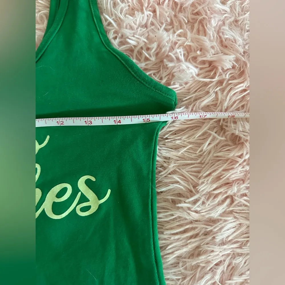 St. Patrick’s Cute Glitter Green Graphic Tank Top Stretch Bodysuit Size S/M - Image 5