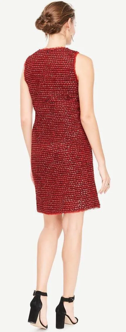 NWT  Fringe Tweed Shift Dress in Red Multi - Image 2