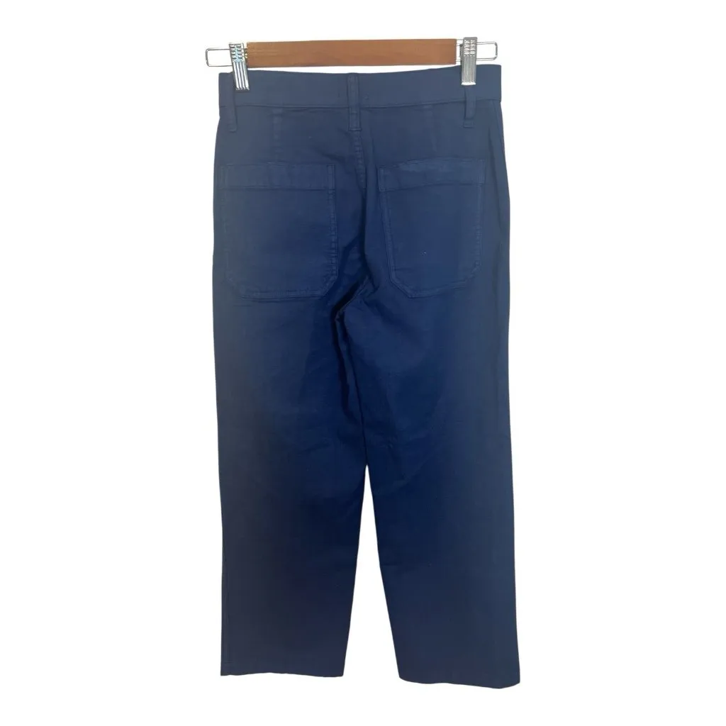 J. Crew Slim Wide Leg Pant Washed Canvas Size 24 Blue Career Business Casual NWT - Image 4