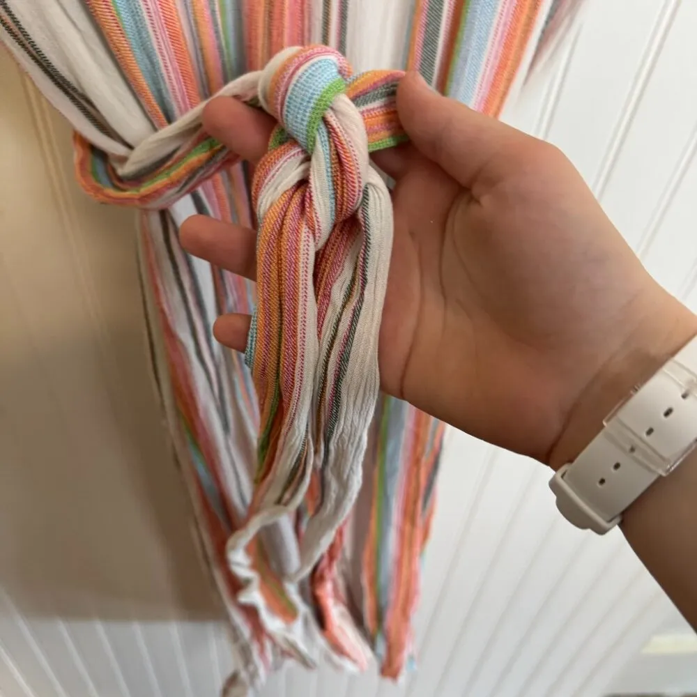 Savanna Jane Rainbow Stripe Short Sleeve Jumpsuit Tie Belt F11 Size 1X - Image 5