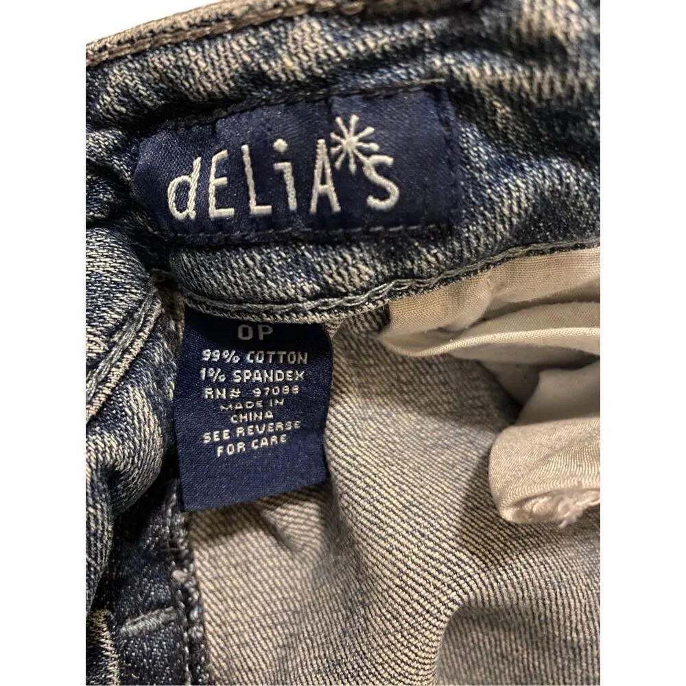 Delias Morgan Low Rise Distressed Jeans Straight Leg Medium Wash Denim Blue Size 4 - Image 5