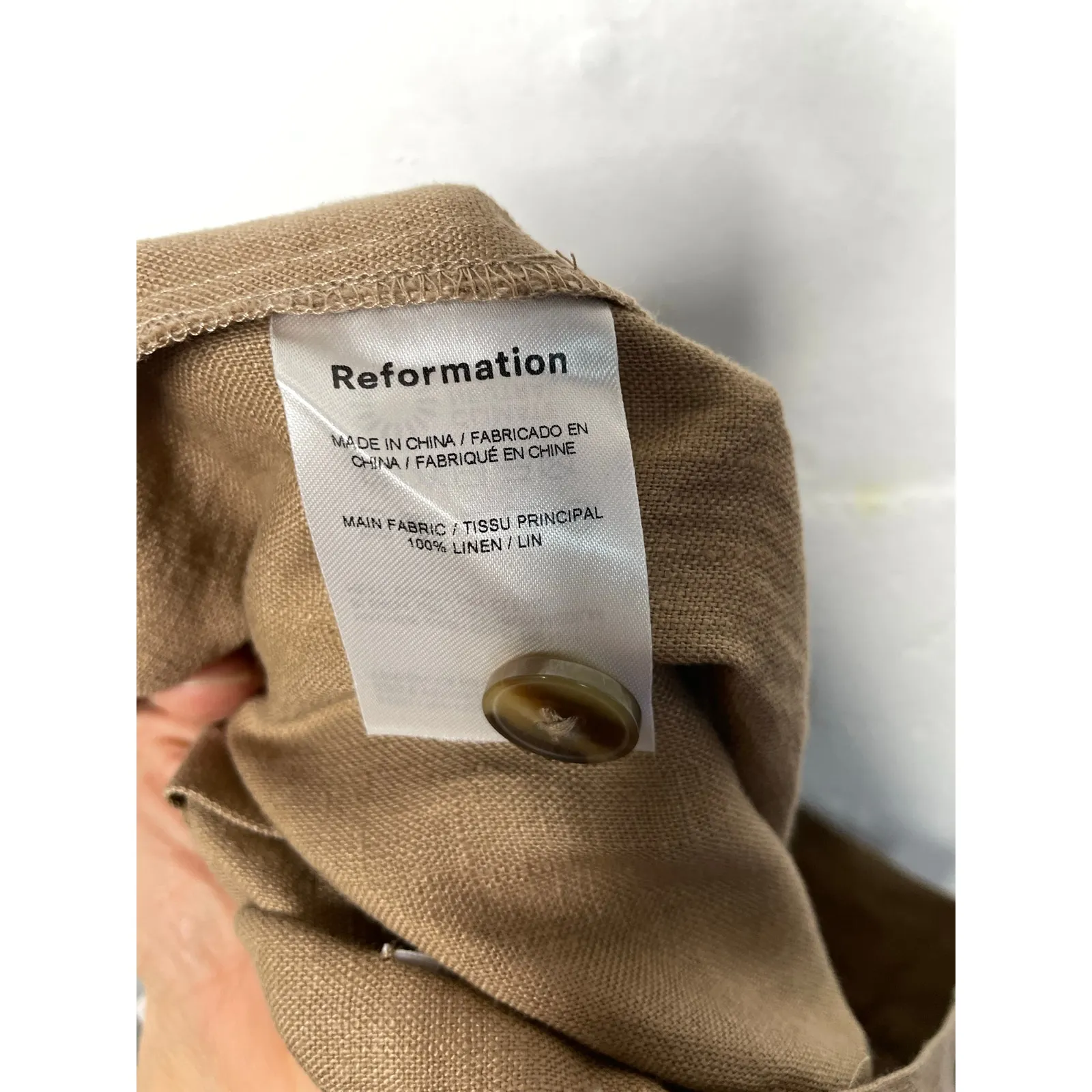NEW Reformation Bello Linen Short Tan Brown Khaki Womens Size 8 - Image 6