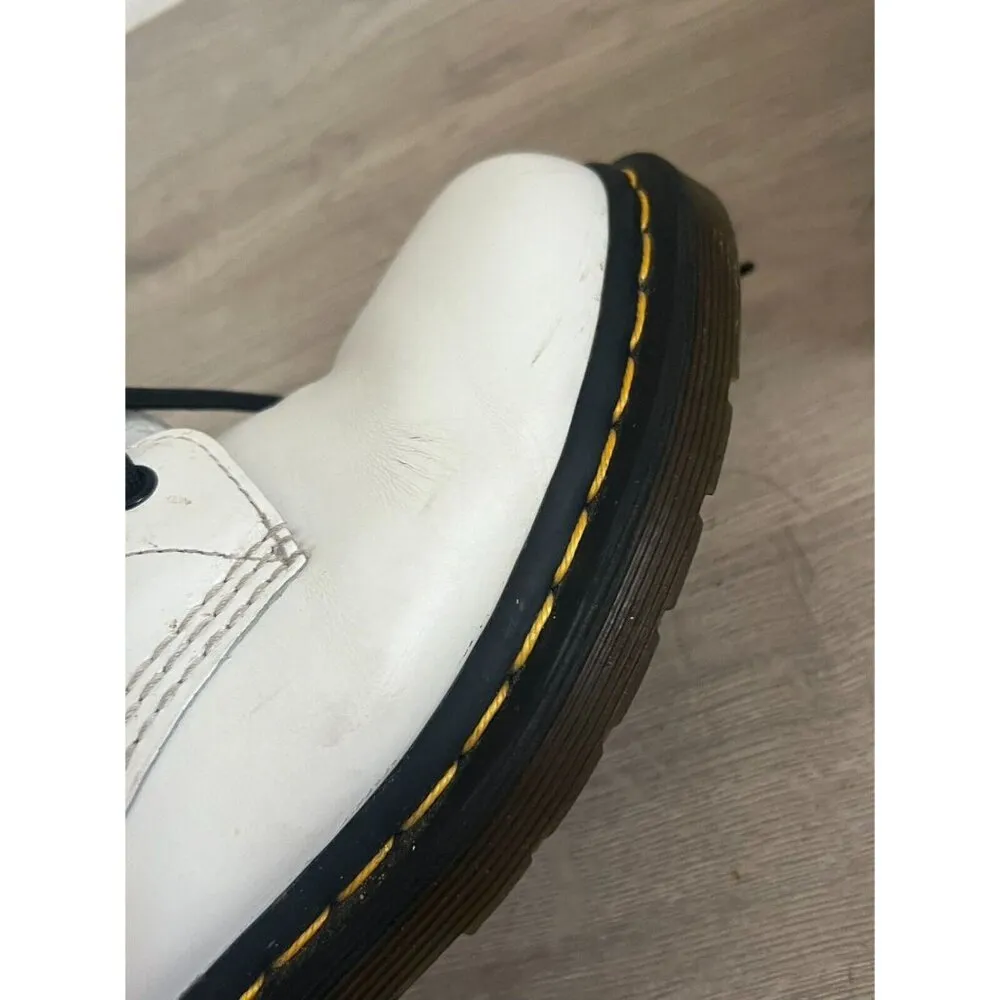 Dr. Doc Martens Women's Sz 8 Leather Zavala White Combat Boots Lace Up - Image 5