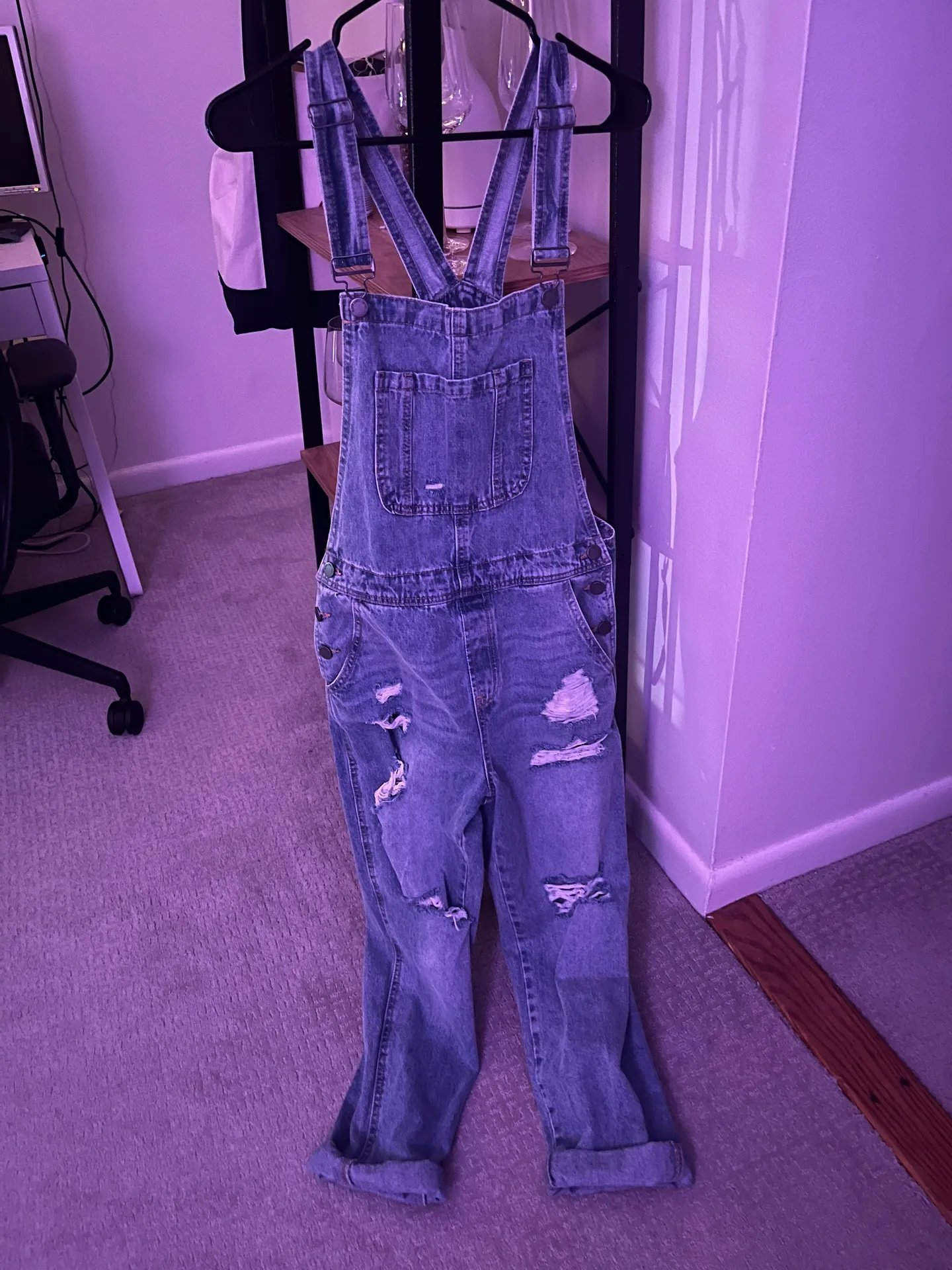 Pink Lily Distressed Boyfriend Overalls - Image 3