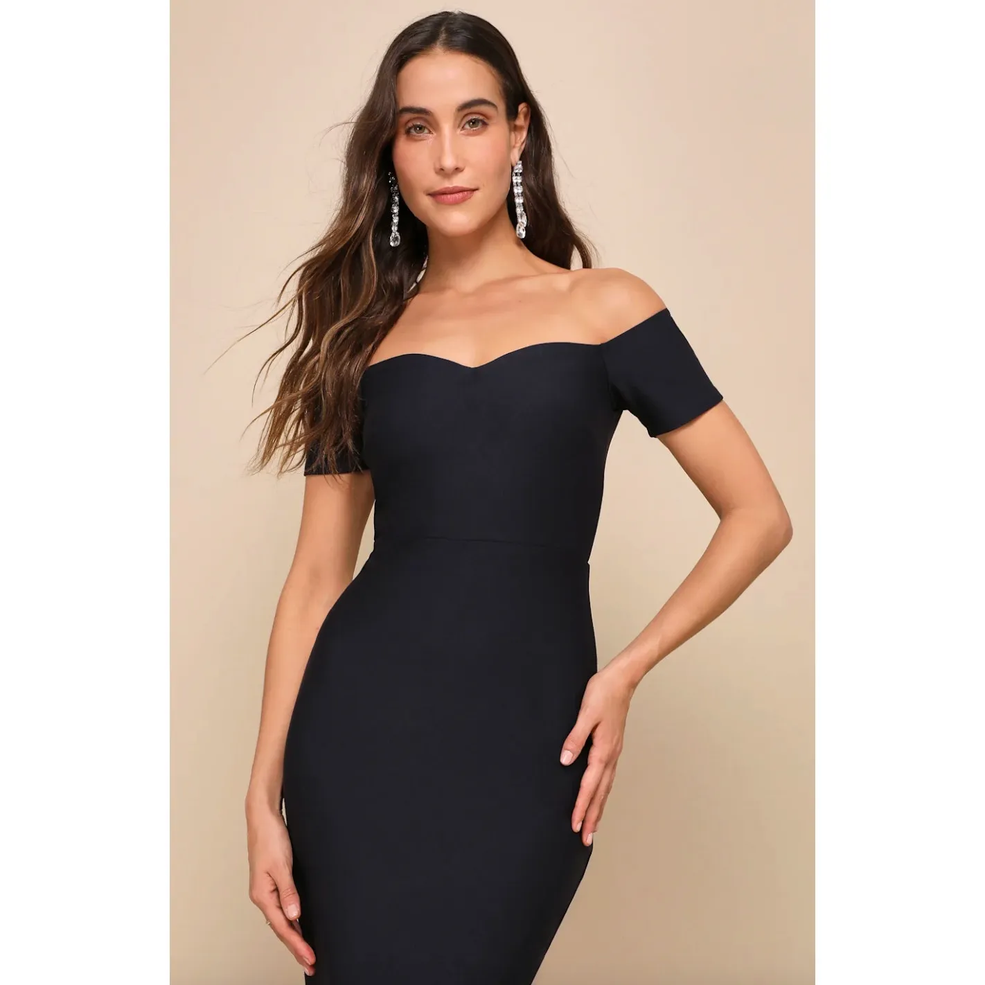 how much i care midnight blue off-the-shoulder midi dress Lulus How Much I Care Midnight Blue Off-the-Shoulder Midi Dress Cocktail XS NWT