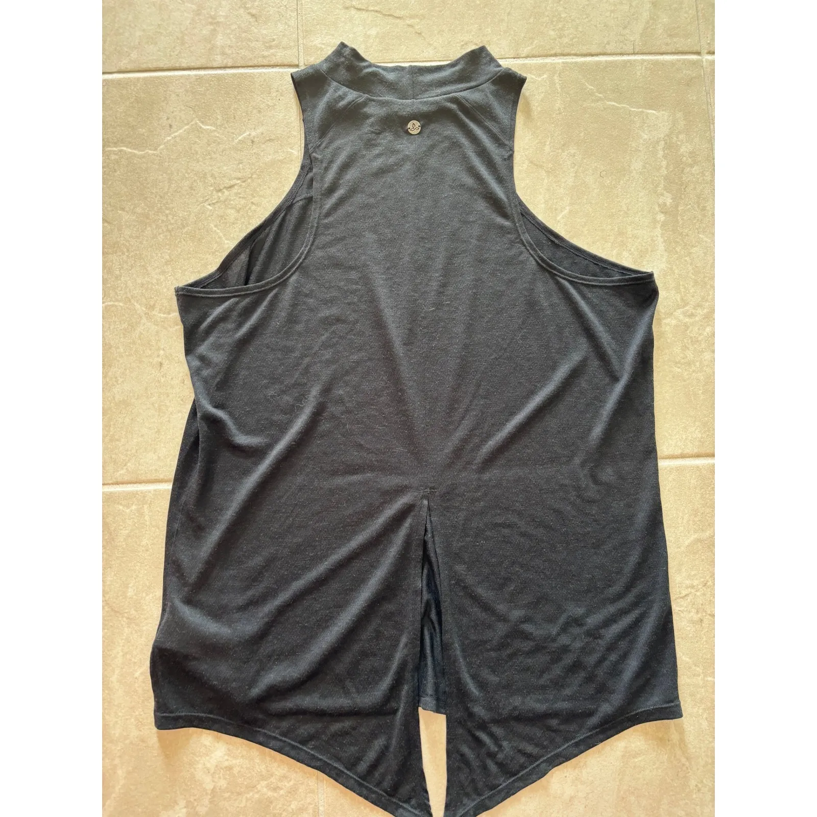 prAna Womens Medium Black Split Hem‎ High Neck Workout Tank Sporty Outdoors Gym - Image 2
