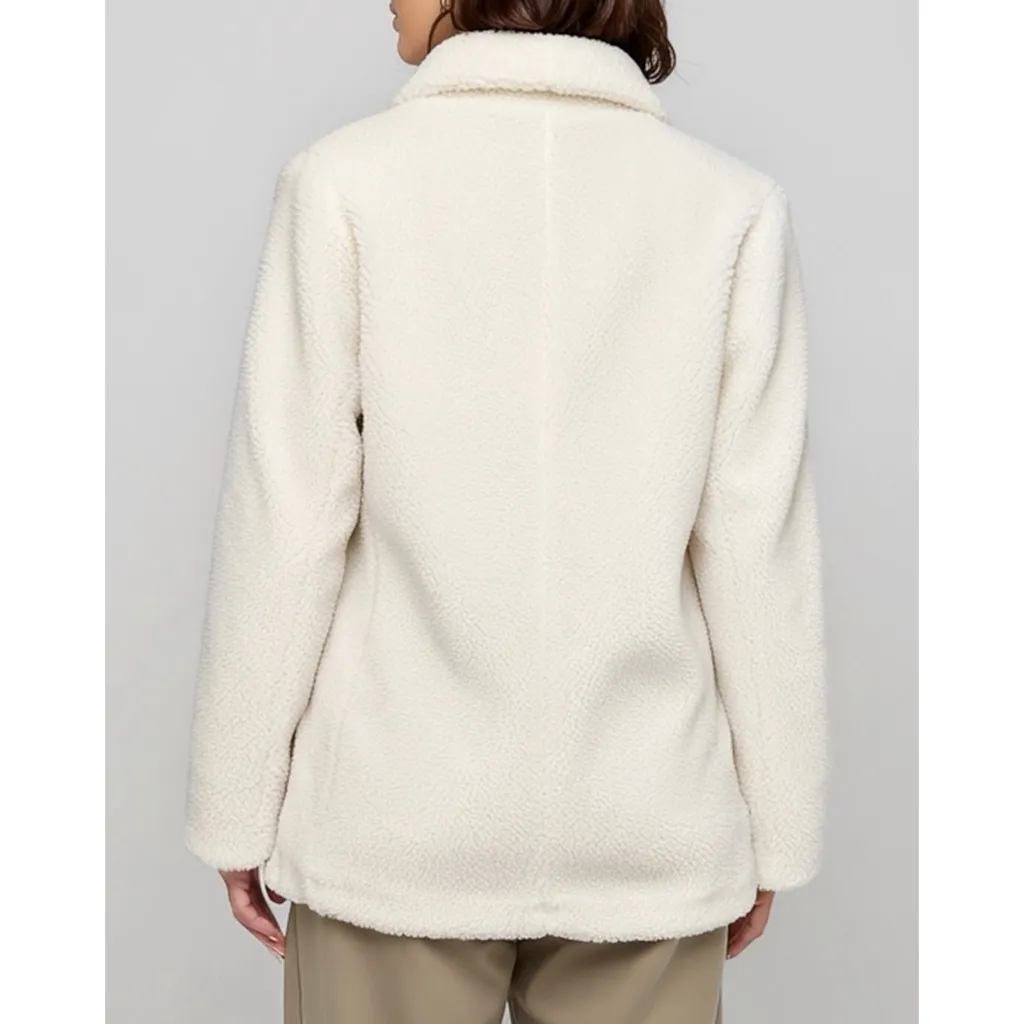 J.CREW FACTORY Shawl Fleece Coat, Off White, Small White - Image 4