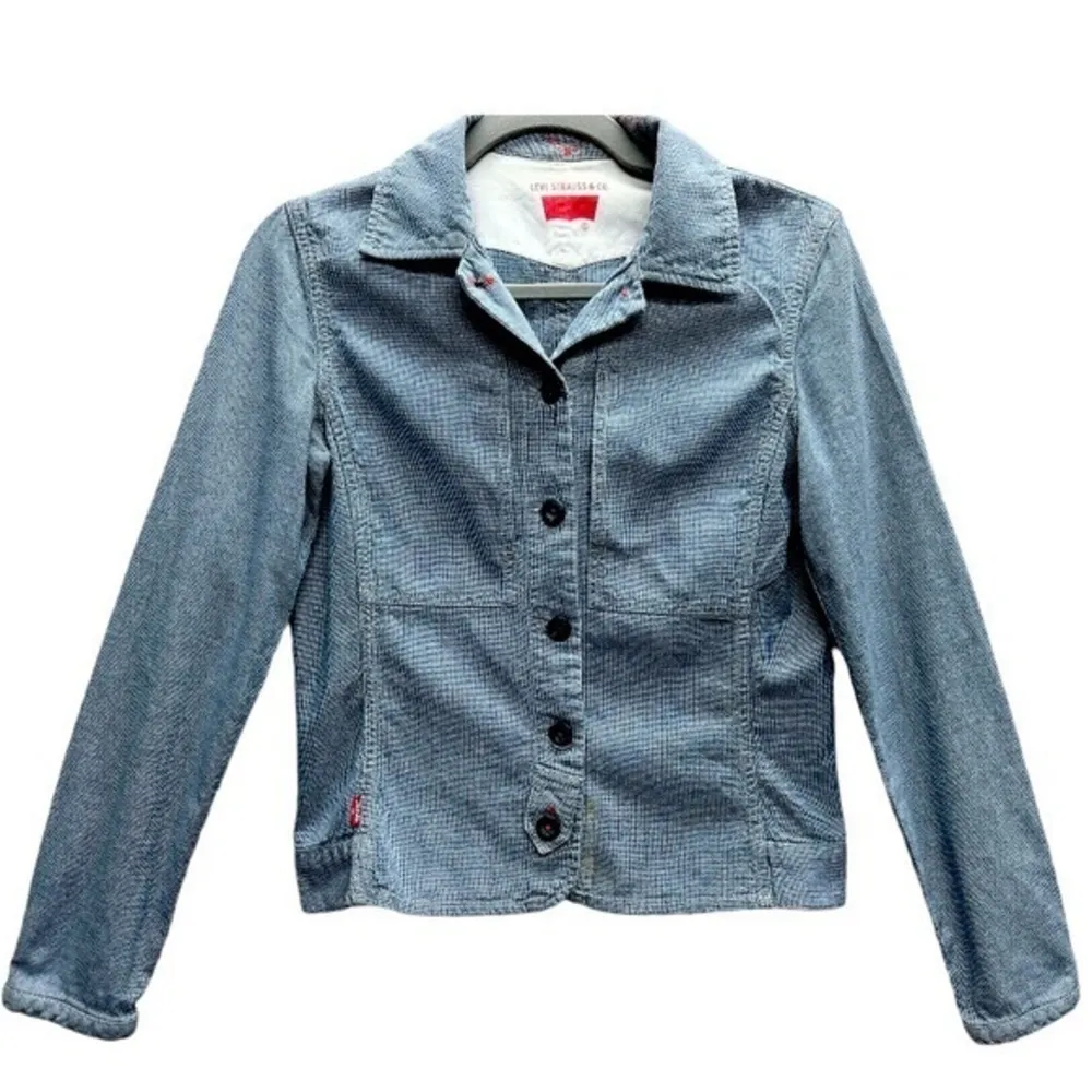 Levi Strauss Company Pin Striped Vintage Trucker Jeans Jacket Sz S Unique - Image 2