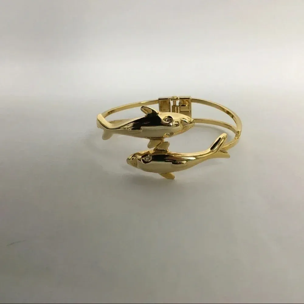 Double Dolphin Hinge‎ Clamper Bracelet - Image 2