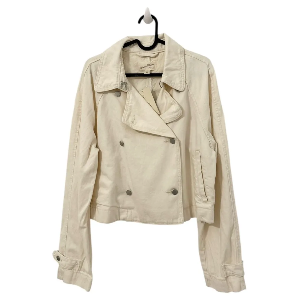 Target Universal Thread Women's Denim Cropped Trench Cream Medium - Image 2
