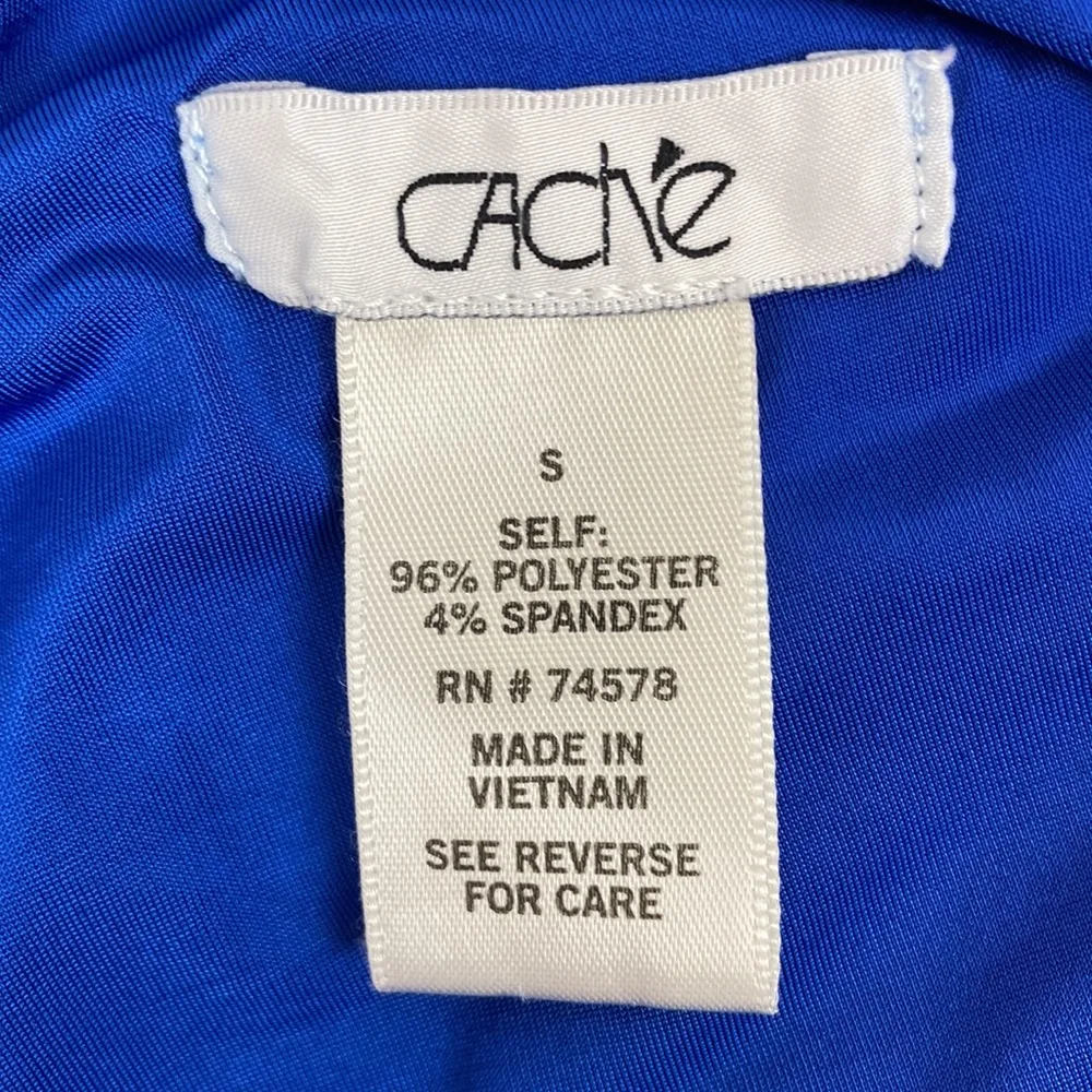 Cache Blue Embellished One Shoulder Short Sleeve Blouse Top S - Image 6