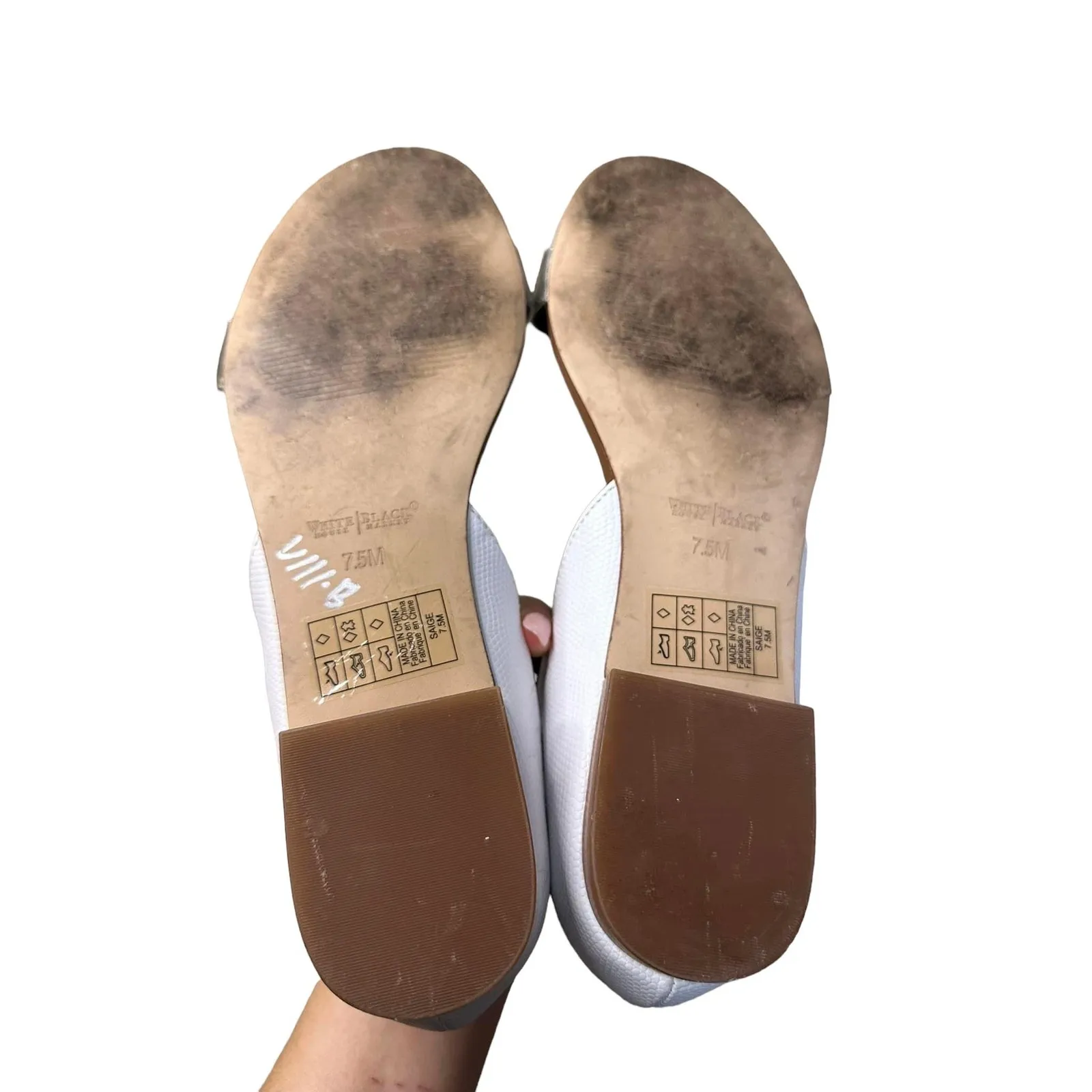 White House Black‎ Market White Silver Lace Up Open Toe Strappy Flats Size 7.5 - Image 7