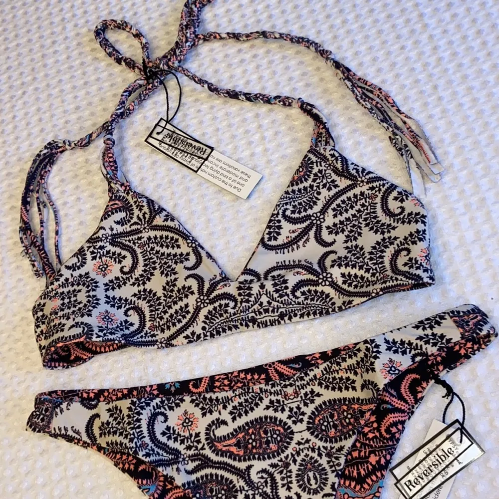 NEW! GYPSY 05 SAND Reversible Bikini Size Small Neapolitan Halter Top Cheeky - Image 7