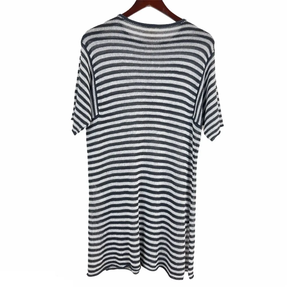 Women’s Organic Linen Stripe Tunic Size S Blue White Lightweight - Image 8