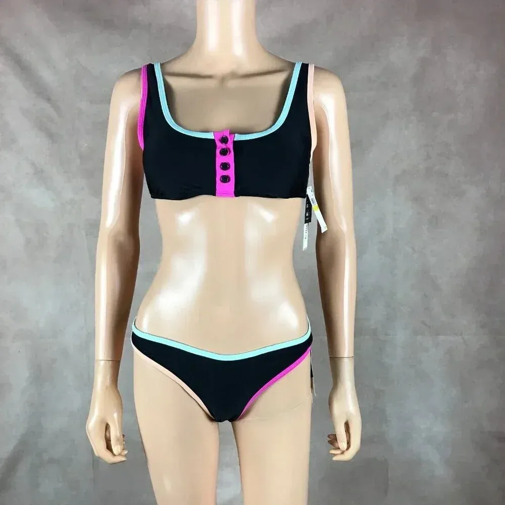 Colorful Black Bikini NWT Medium - Image 3