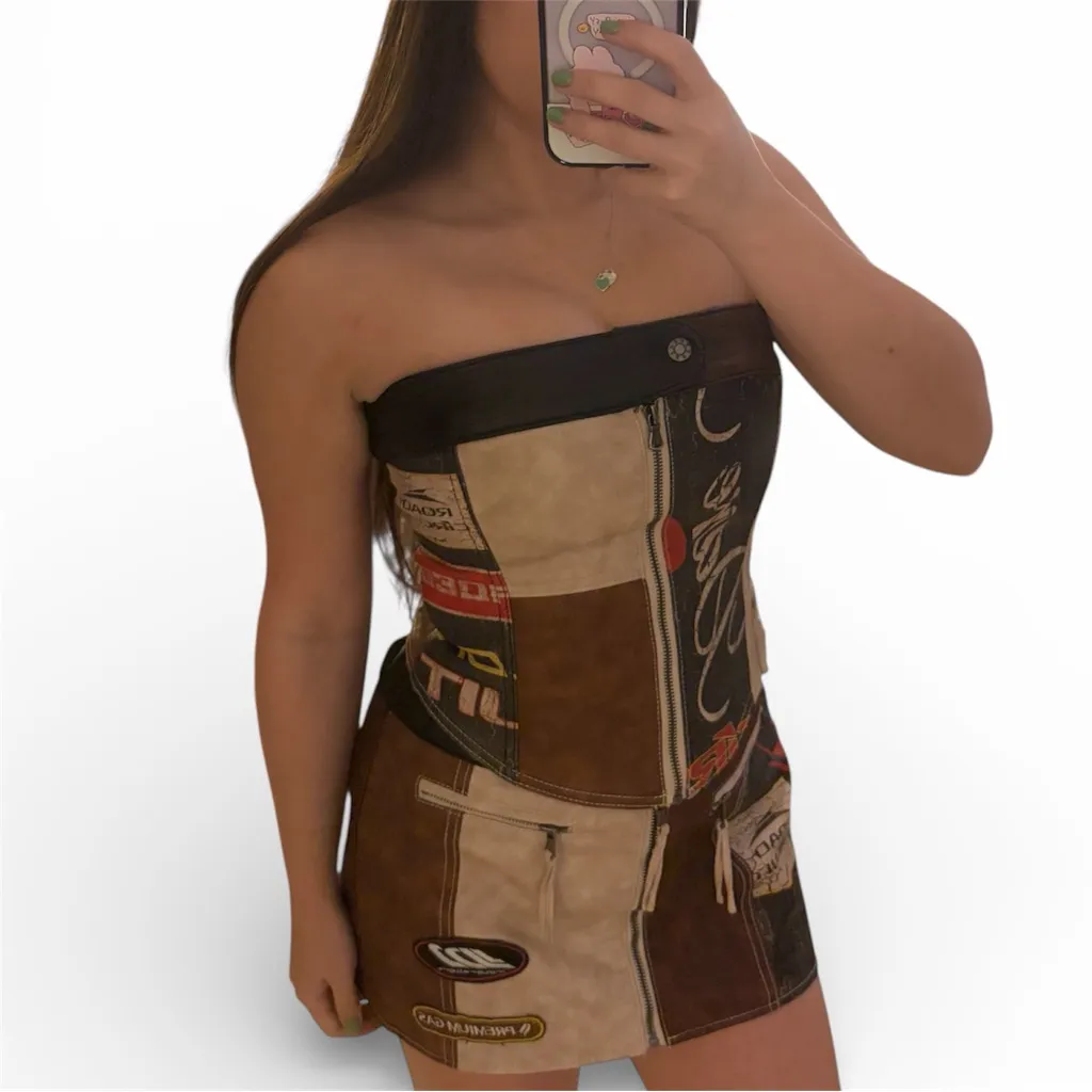 Jaded London Daytona Vegan Faux Leather Set, Mini Skirt and Corset Top, US 4 - Image 2