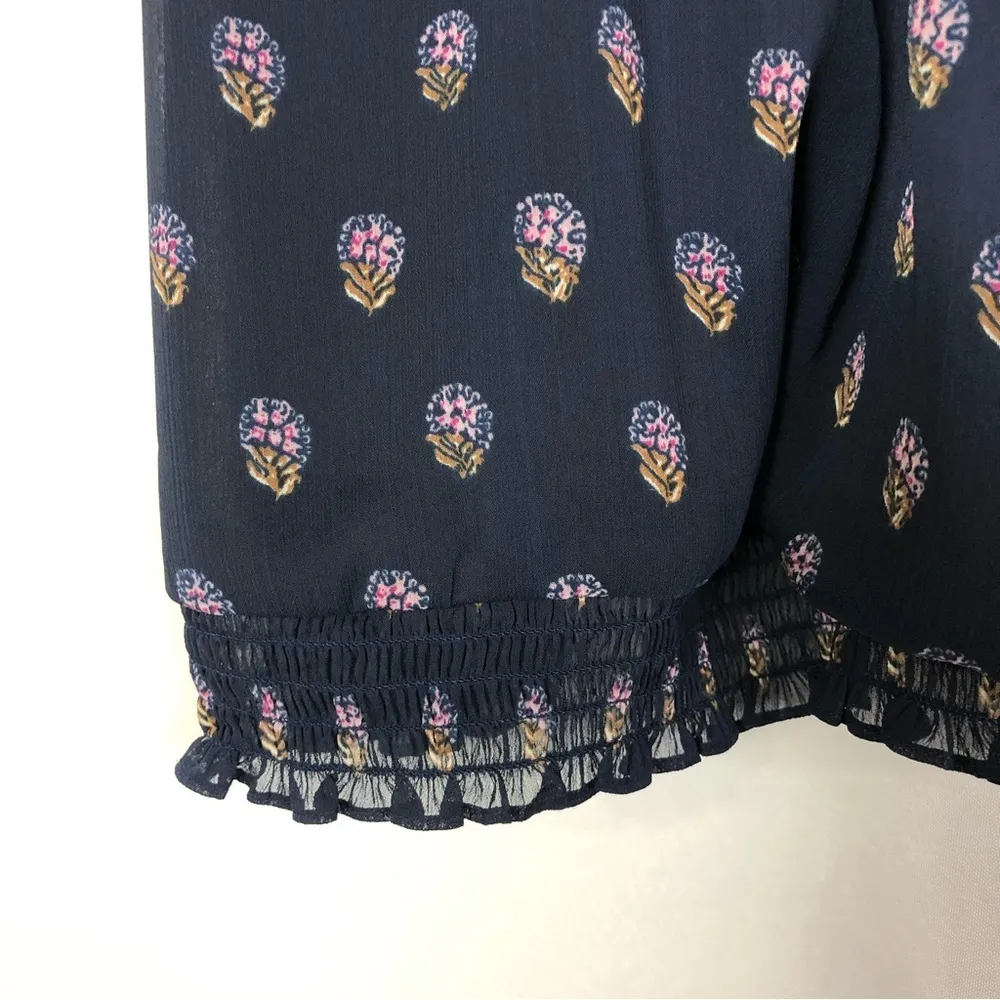 Lucky Brand Navy Blue Printed Wrap Racerback Tank Top M - Image 4