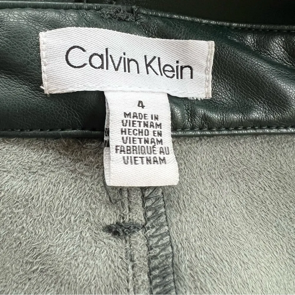 Calvin Klein Pants Faux Leather Hunter Straight Leg Green 4 Trendy Ankle Date - Image 12
