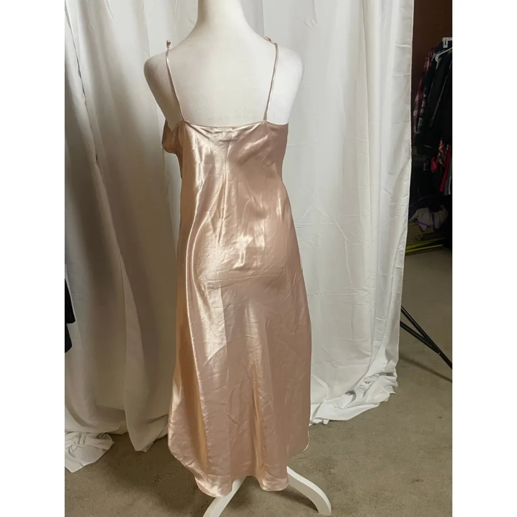 Women's Val Mode Pink Ivory Lace Chemise Slip Dress M Size M - Image 2