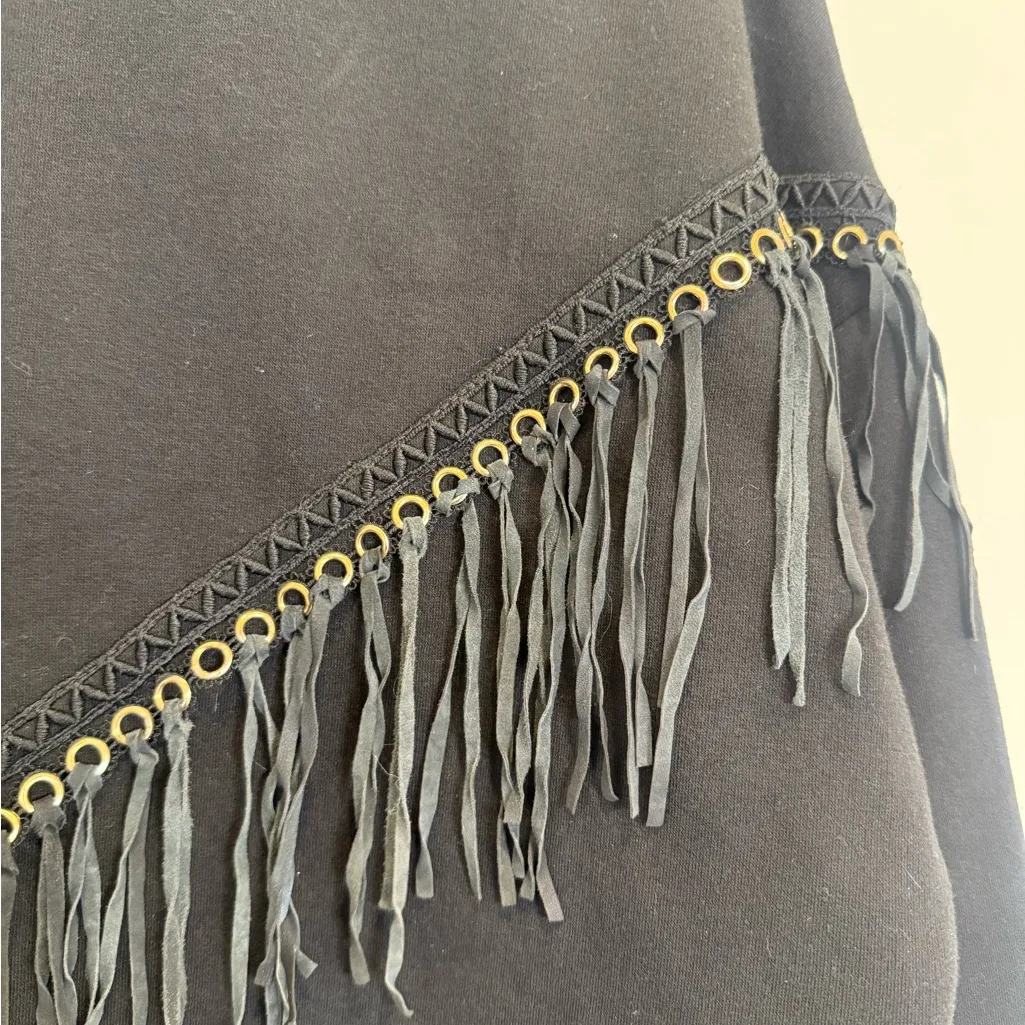 Hayley Menzies Ada Suede Black Fringe Sweatshirt Black Sz Medium - Image 9
